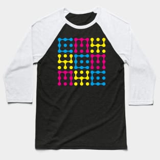 CMY Metaball Typography Baseball T-Shirt